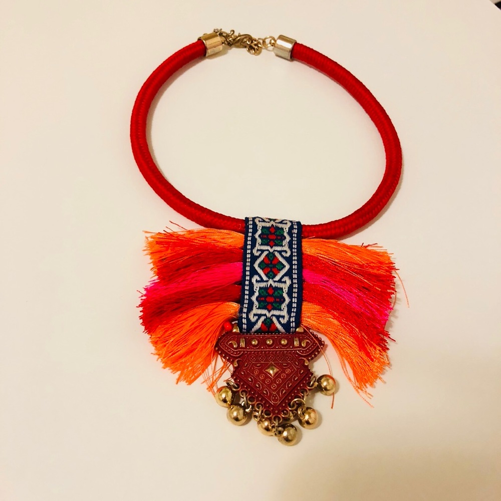 Tribal Boho Fringe Choker Necklace - Picture 3 of 5
